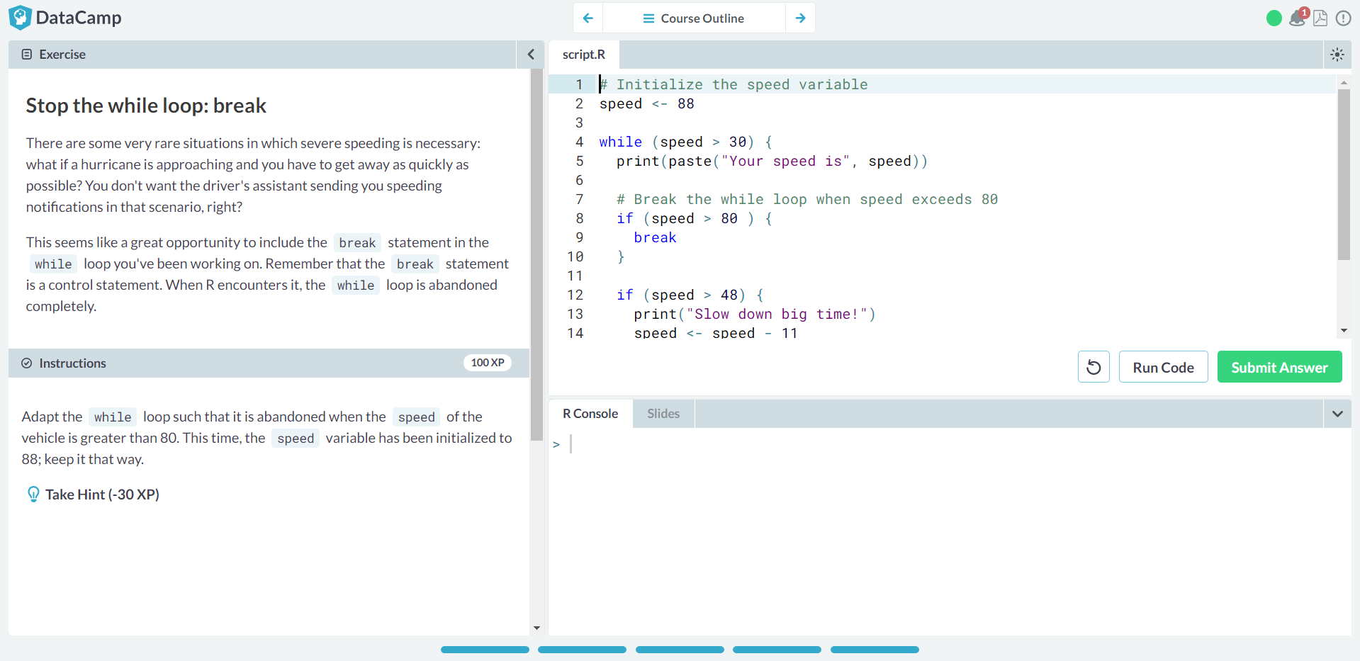 datacamp review - dashboard