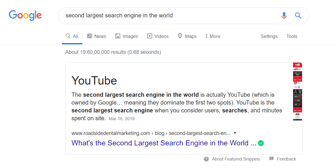 Second largest search engine