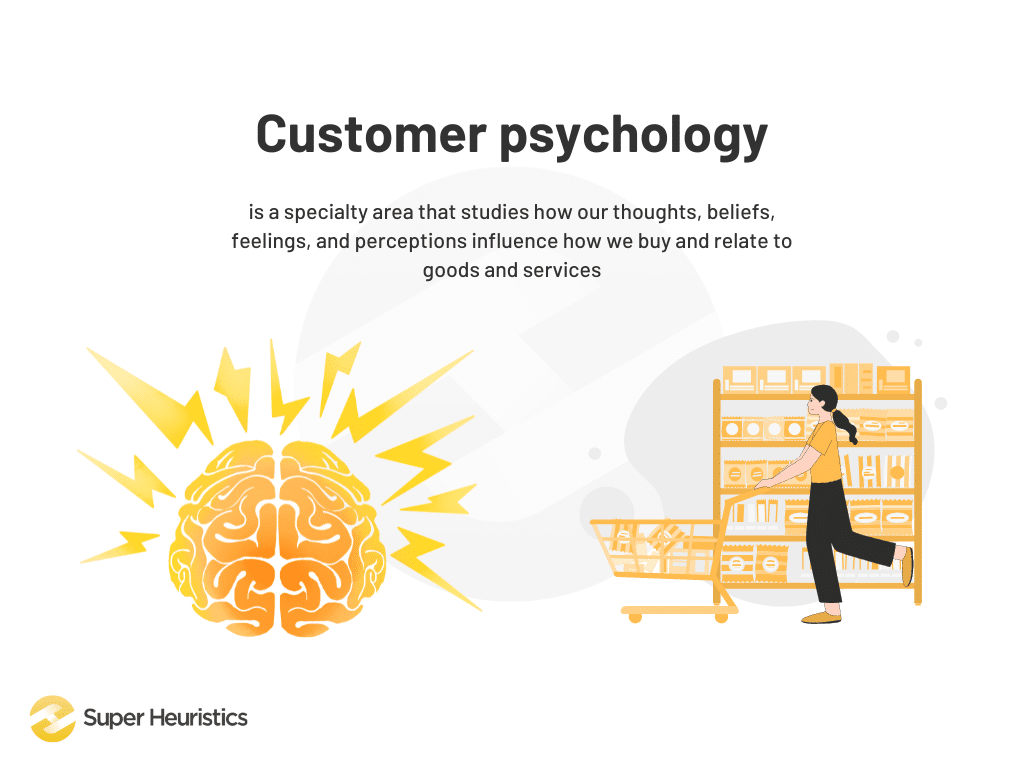 Customer psychology is a specialty area that studies how our thoughts, beliefs, feelings, and perceptions influence how we buy and relate to goods and services.