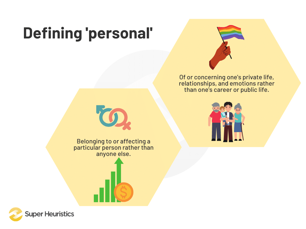 Defining the 'personal' - belonging to or affecting a particular person rather than anyone else, and of or concerning one's private life, relationships, and emotions rather than one's career or public life
